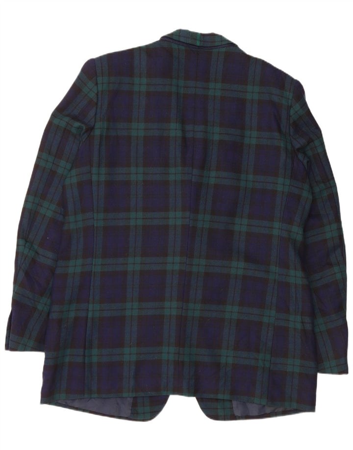 AQUASCUTUM Jachetă pentru bărbați cu 3 nasturi, UK 40, mare, bleumarin, carouri