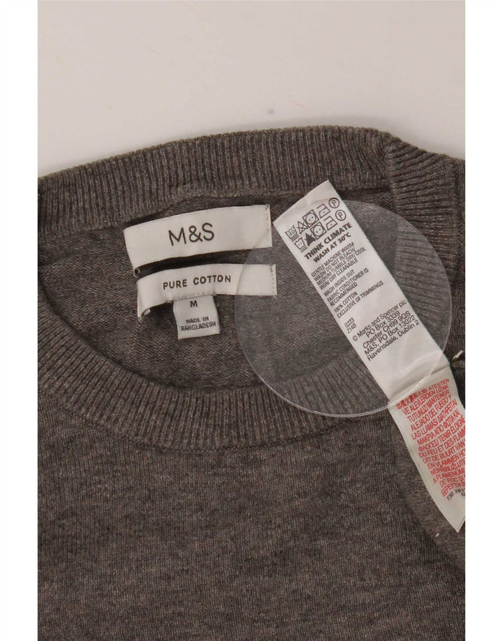 Pulover pentru bărbați Marks & Spencer, cu gât crew, bumbac, gri mediu