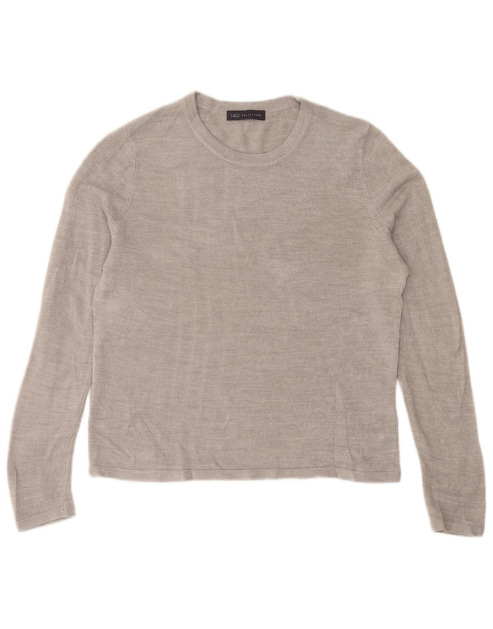 Pulover pentru femei Marks & Spencer cu decolteu rotund UK 14 Medium Gri Acrilic