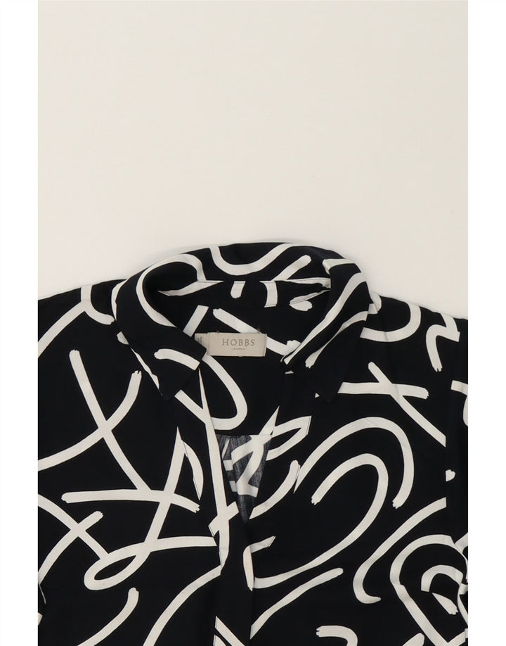 HOBBS Womens Abstract Pattern 3/4 Sleeve Basic Dress UK 10 Small Navy Blue Vintage Hobbs and Second-Hand Hobbs from Messina Hembry 