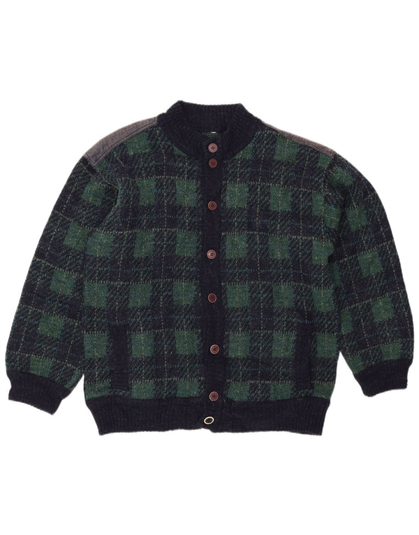 Pulover Cardigan Vintage pentru bărbați IT 54 XL Lână cu carouri bleumarin