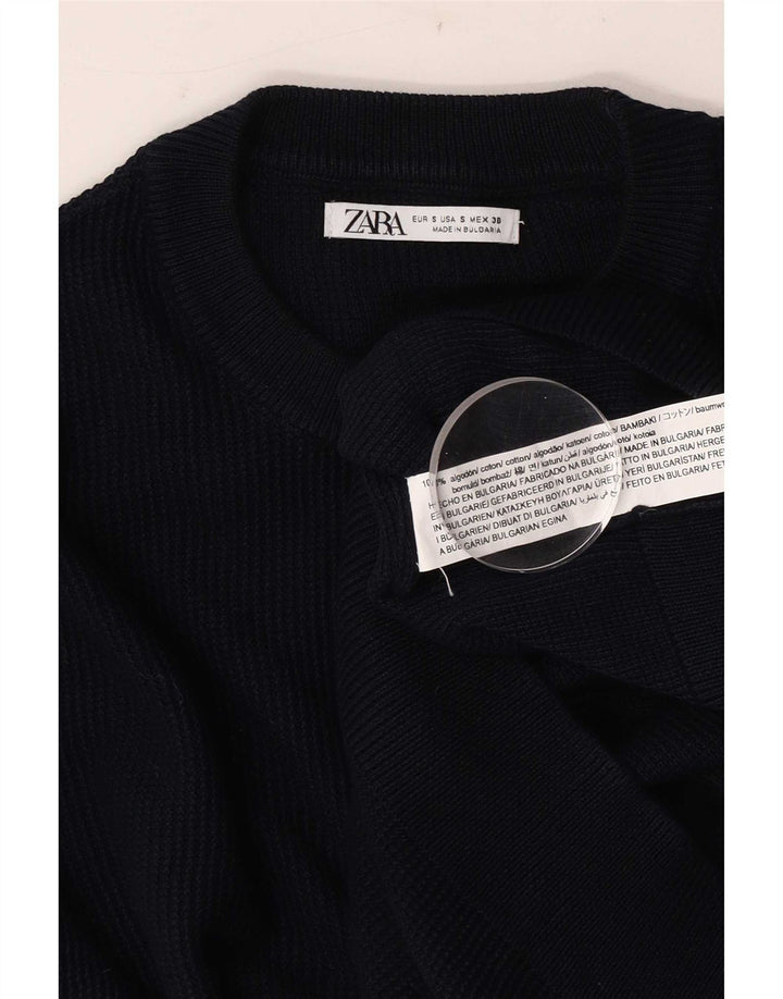Pulover pentru bărbați Zara, cu decolteu, mic, bleumarin, bumbac