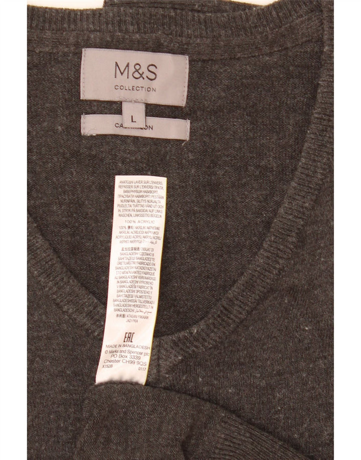 Pulover cu decolteu în V pentru bărbați Marks & Spencer, mare, gri acrilic