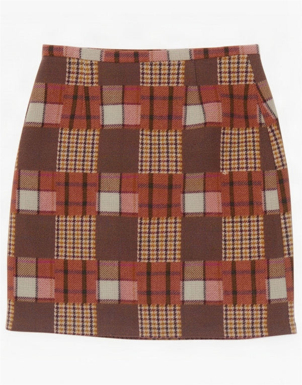 Avoca Womens Mini Skirt Medium W30 Brown Patchwork Wool