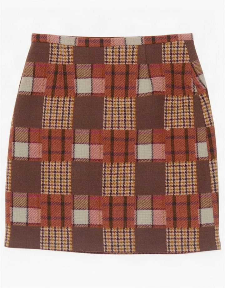 Fusta mini pentru femei Avoca Medium W30 Brown Patchwork Wool