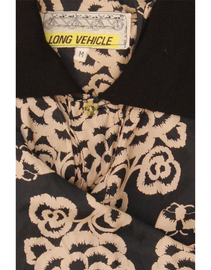 Cămașă vintage pentru bărbați cu mânecă scurtă, negru, floral, mediu