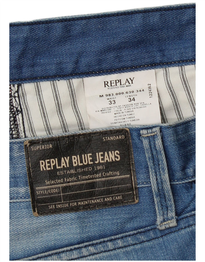 Pantaloni scurți din denim Waitom pentru bărbați Replay W33, mare, albastru, bumbac