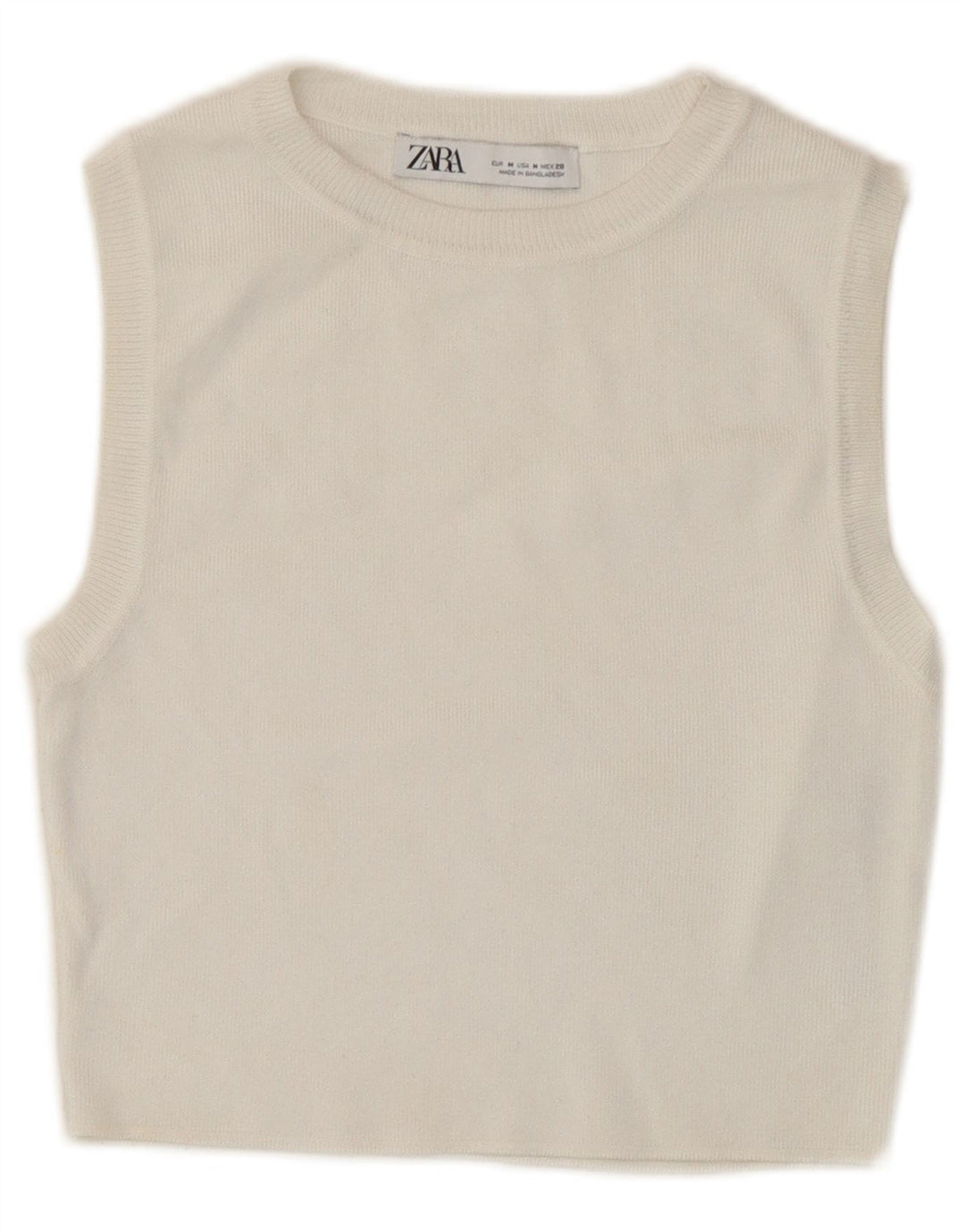 Crop Top fără mâneci pentru femei Zara UK 12 Medium White Viscose