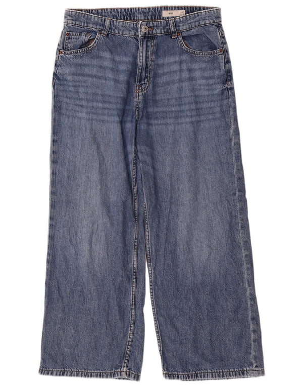 Marks & Spencer Blugi pentru femei cu talie înaltă cu picioare largi UK 12 Medium W32 L26 Albastru