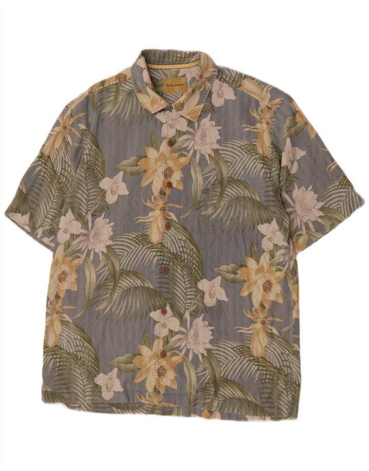 Cămașă cu mânecă scurtă pentru bărbați Tommy Bahama, bumbac floral, gri mediu