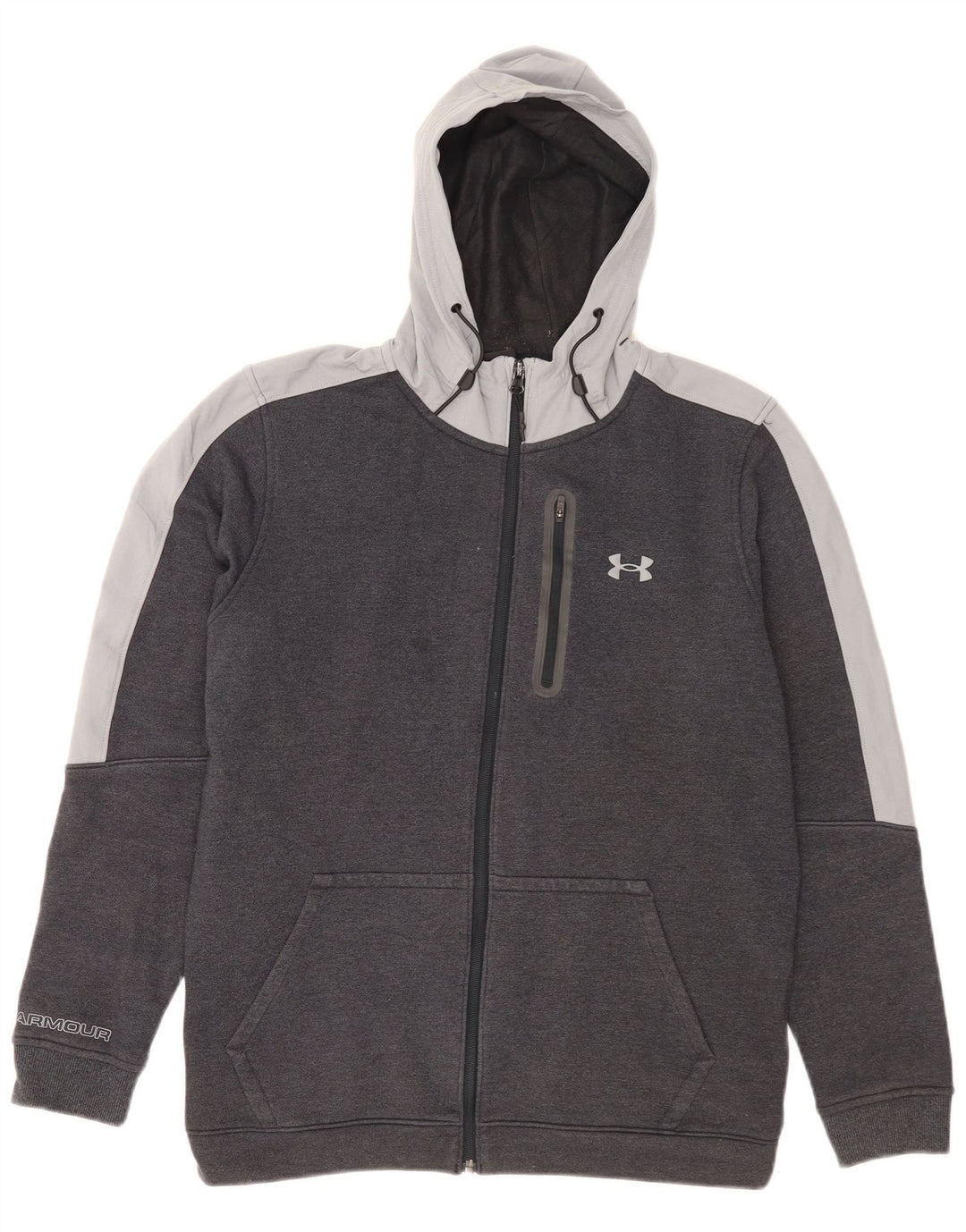 Pulover Under Armour pentru bărbați, cu fermoar, din bumbac color bloc, gri mediu