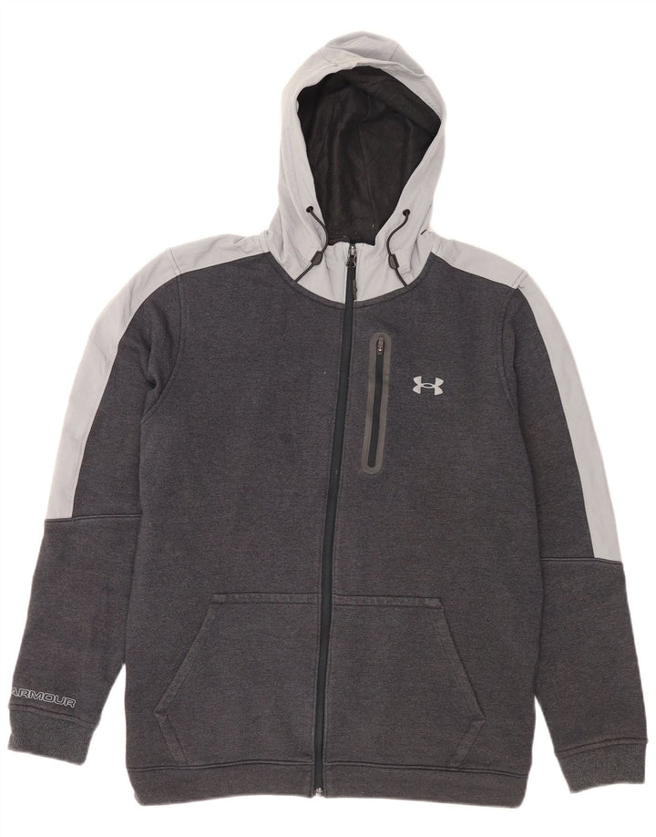 Pulover Under Armour pentru bărbați, cu fermoar, din bumbac color bloc, gri mediu
