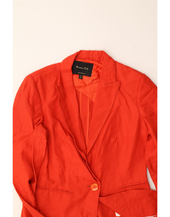 MASSIMO DUTTI Womens 1 Button Blazer Jacket US 2 XS Orange Cotton Vintage Massimo Dutti and Second-Hand Massimo Dutti from Messina Hembry 