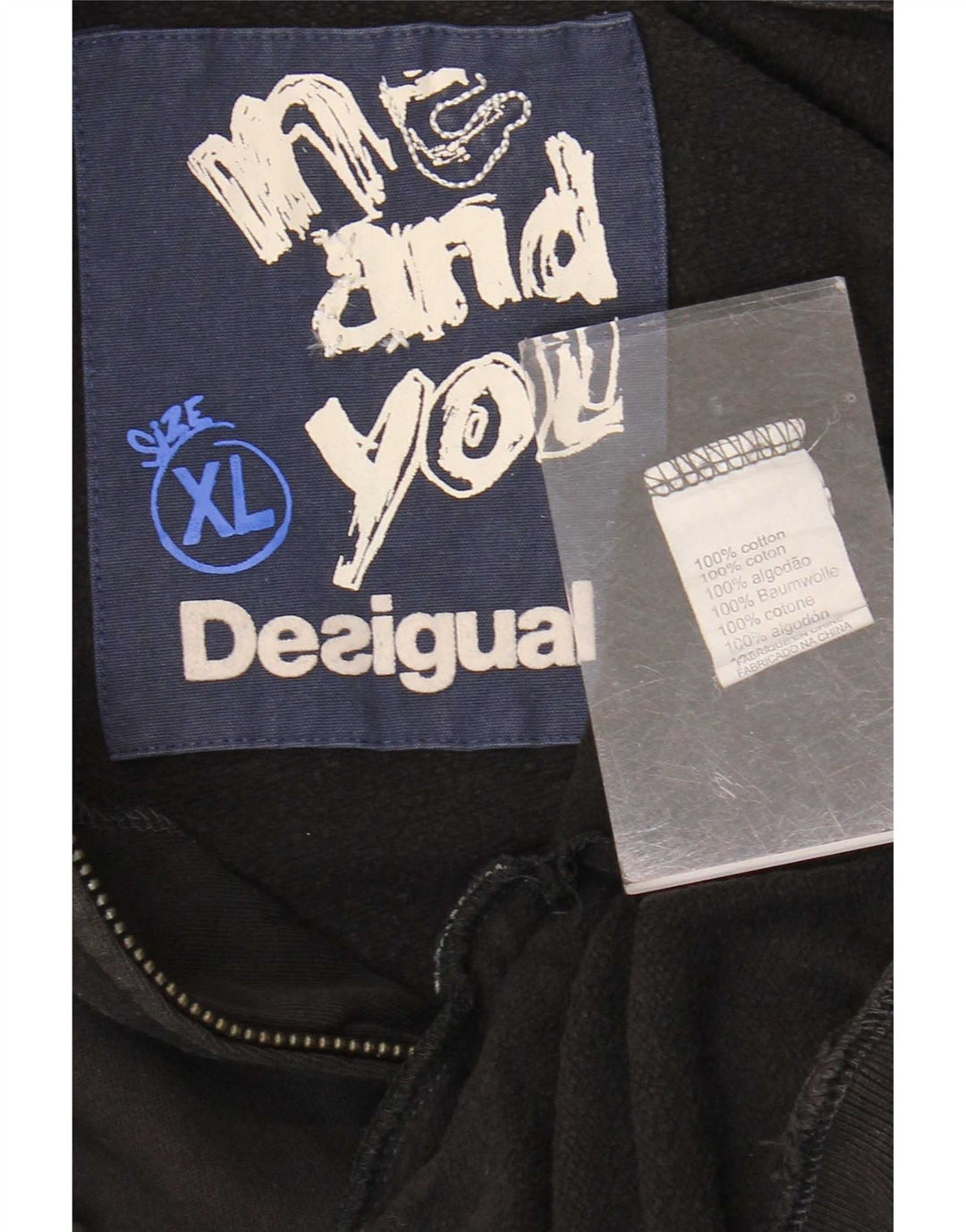 Desigual Mens Graphic Trening Top Jacket XL Bumbac negru