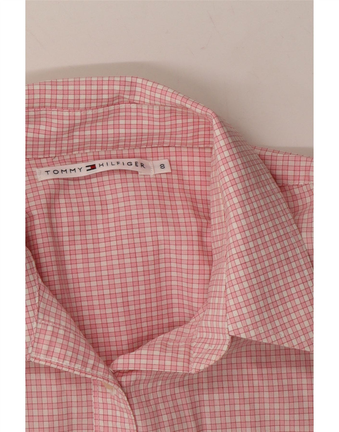TOMMY HILFIGER Womens Shirt US 8 Medium Pink Gingham Cotton Vintage Tommy Hilfiger and Second-Hand Tommy Hilfiger from Messina Hembry 