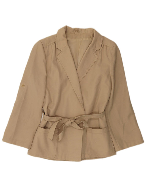 Blazer Vintage pentru femei UK 14 Medium Bej Poliester