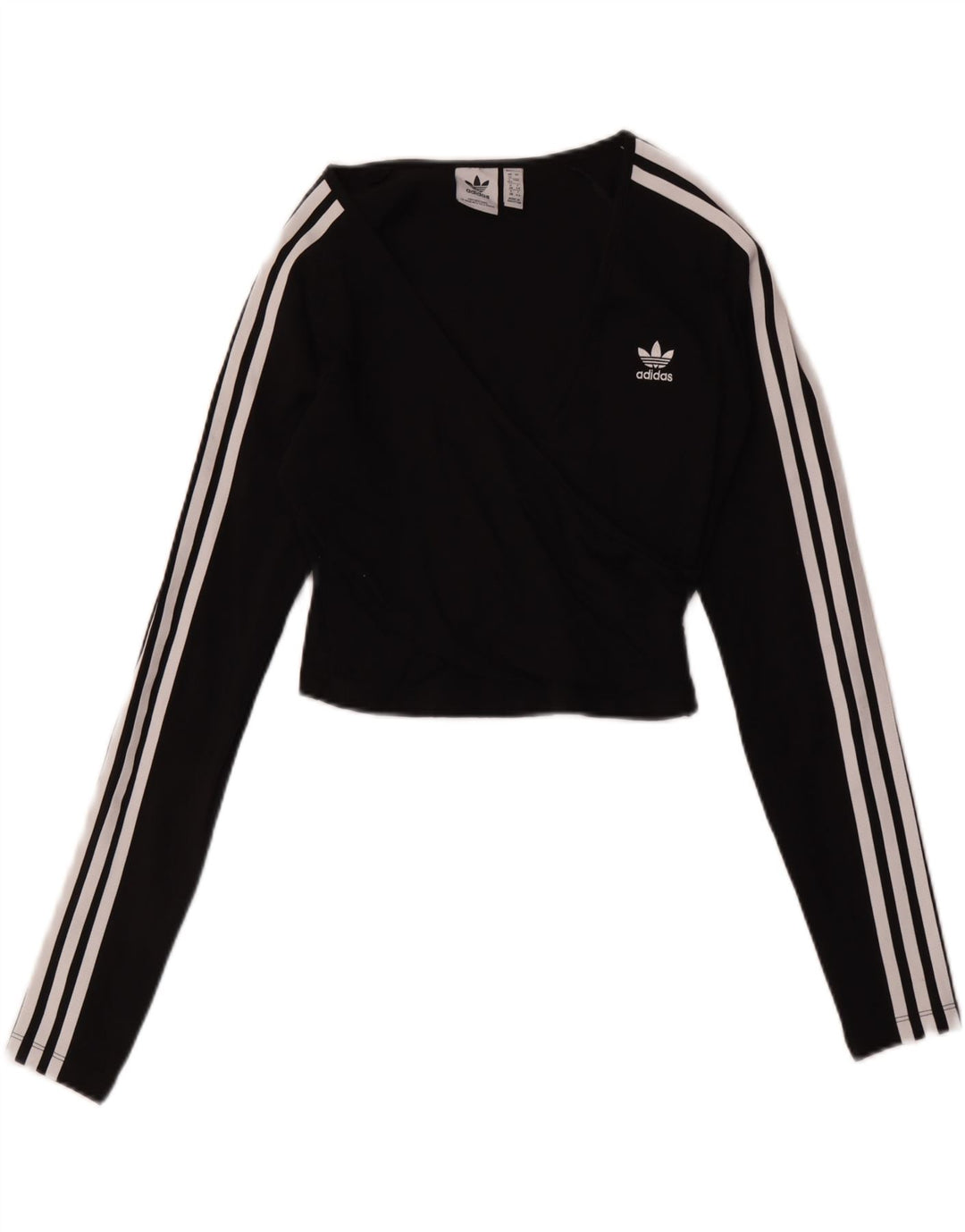 Adidas Crop Top pentru femei cu mânecă lungă UK 12 Medium Black Bumbac