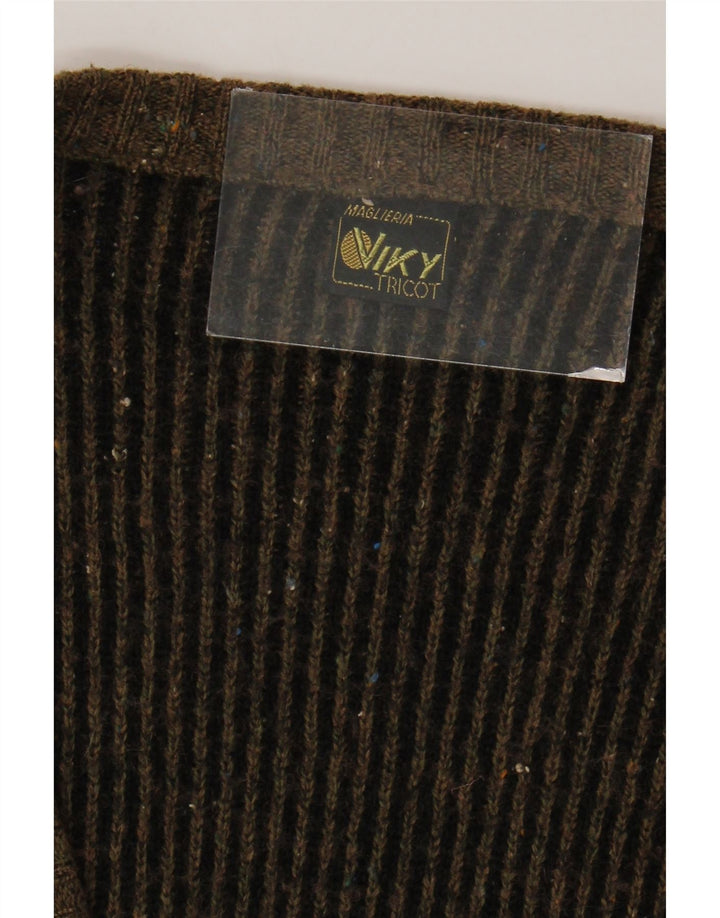 Pulover cardigan pentru bărbați Viky Tricot IT 52 mare maro geometric