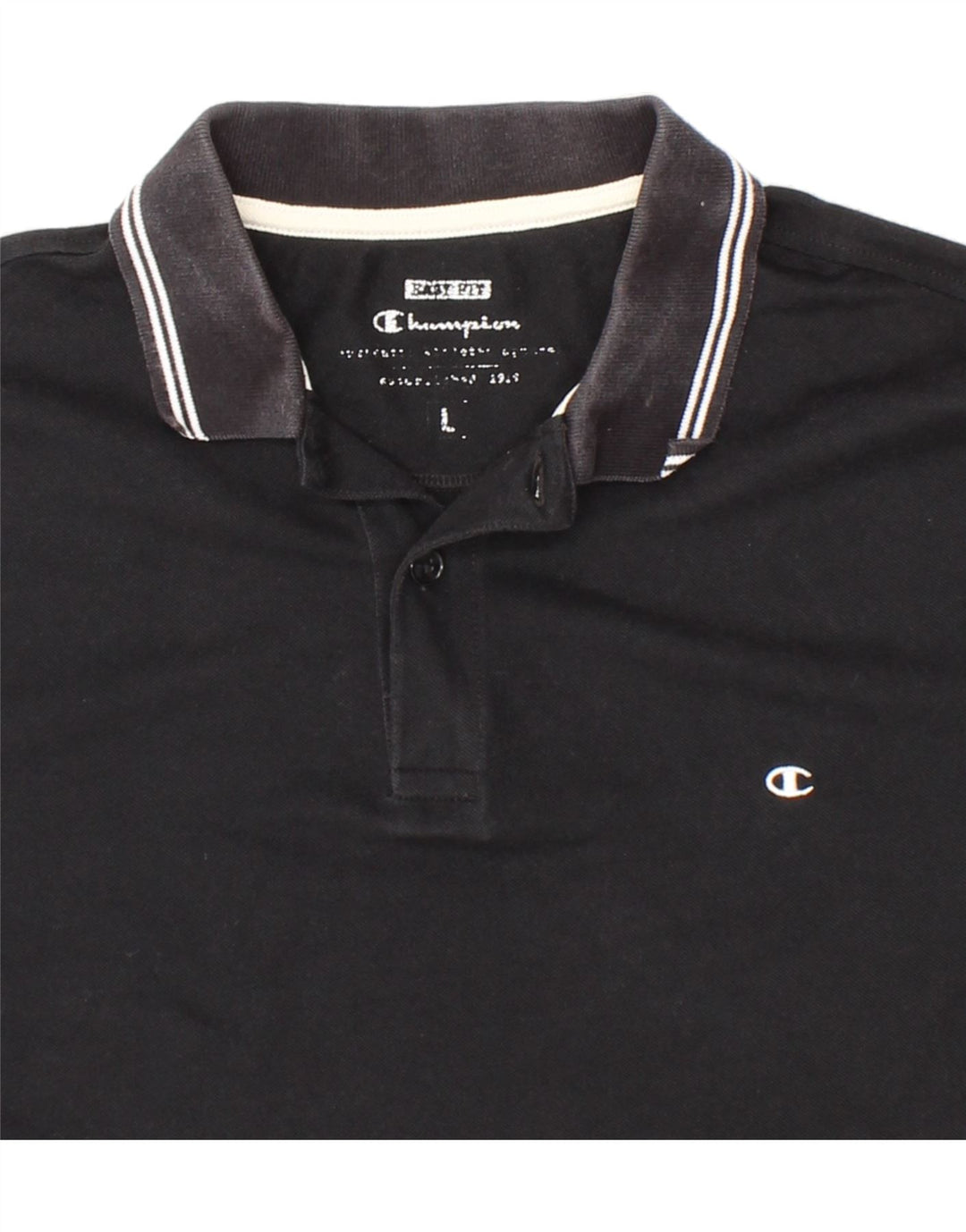 CHAMPION Mens Easy Fit Polo Shirt Large Black Cotton Vintage Champion and Second-Hand Champion from Messina Hembry 