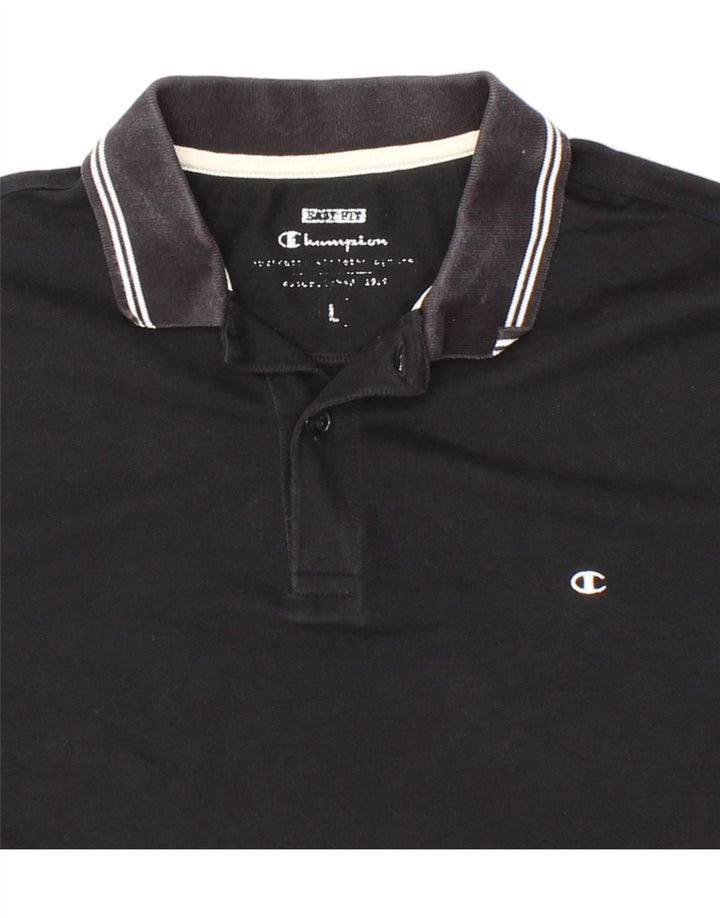 CHAMPION Mens Easy Fit Polo Shirt Large Black Cotton Vintage Champion and Second-Hand Champion from Messina Hembry 