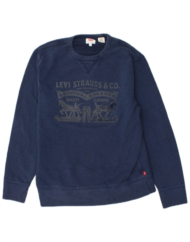 Hanorac grafic pentru bărbați LEVI'S Pulover mic din bumbac bleumarin