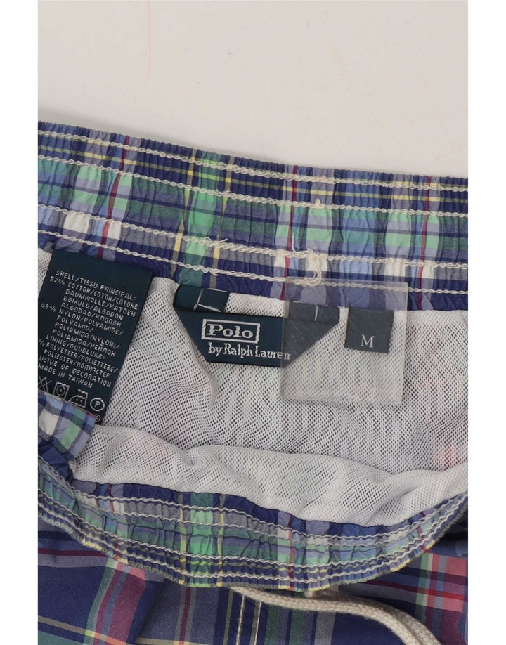 Pantaloni scurți de înot Polo Ralph Lauren pentru bărbați, bumbac cu carouri albastre medii