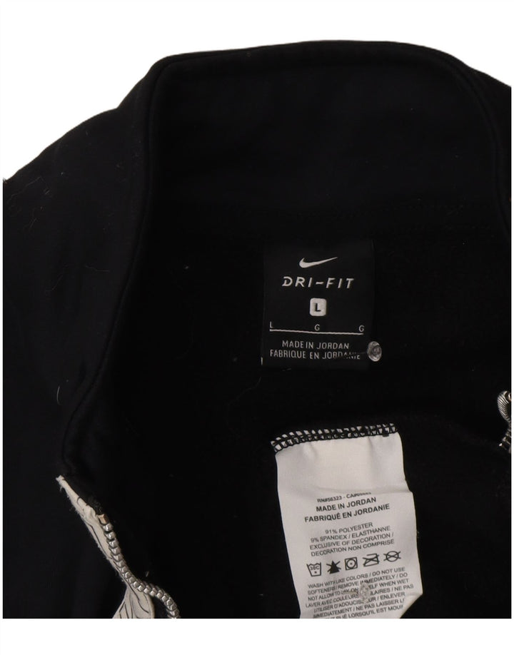 Pulover pentru bărbați Nike Dri Fit Graphic, cu fermoar, cu gât, poliester mare, negru