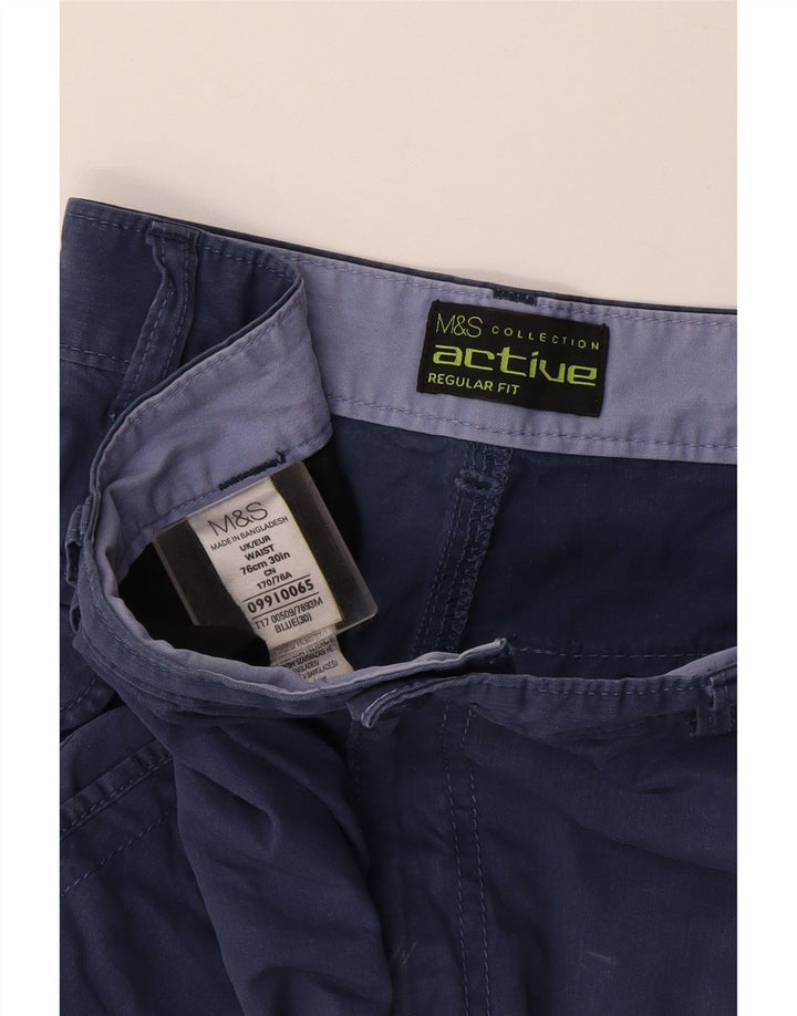 MARKS & SPENCER Pantaloni scurți cargo pentru bărbați, W30, mediu albastru