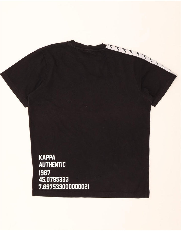 Tricou grafic KAPPA pentru bărbați Top mediu negru din bumbac color bloc