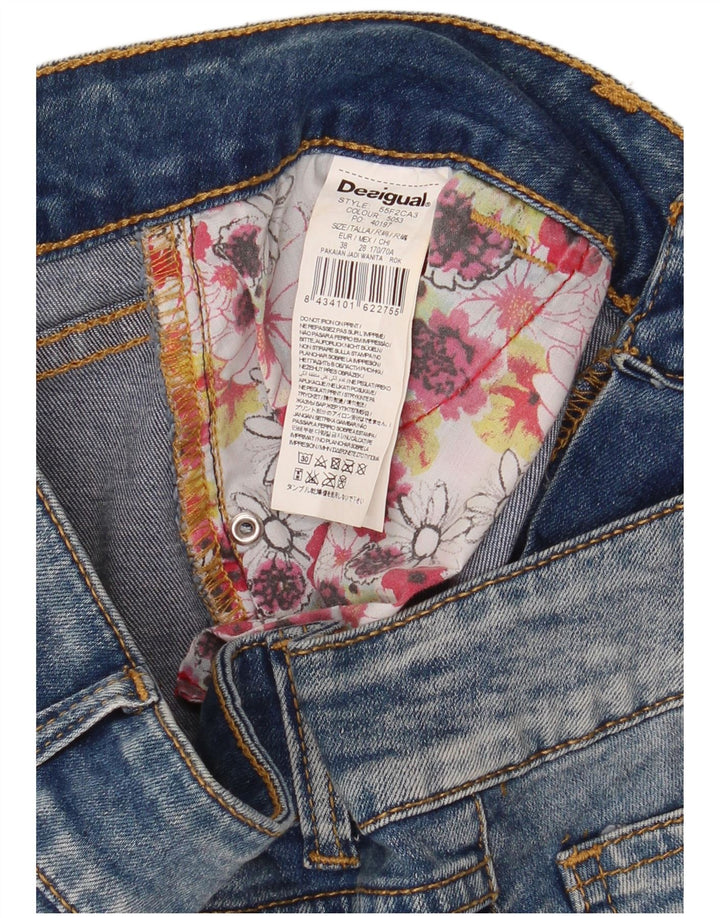 Fusta Desigual Femei Denim EU 38 Medium W30 Poliester Floral Albastru
