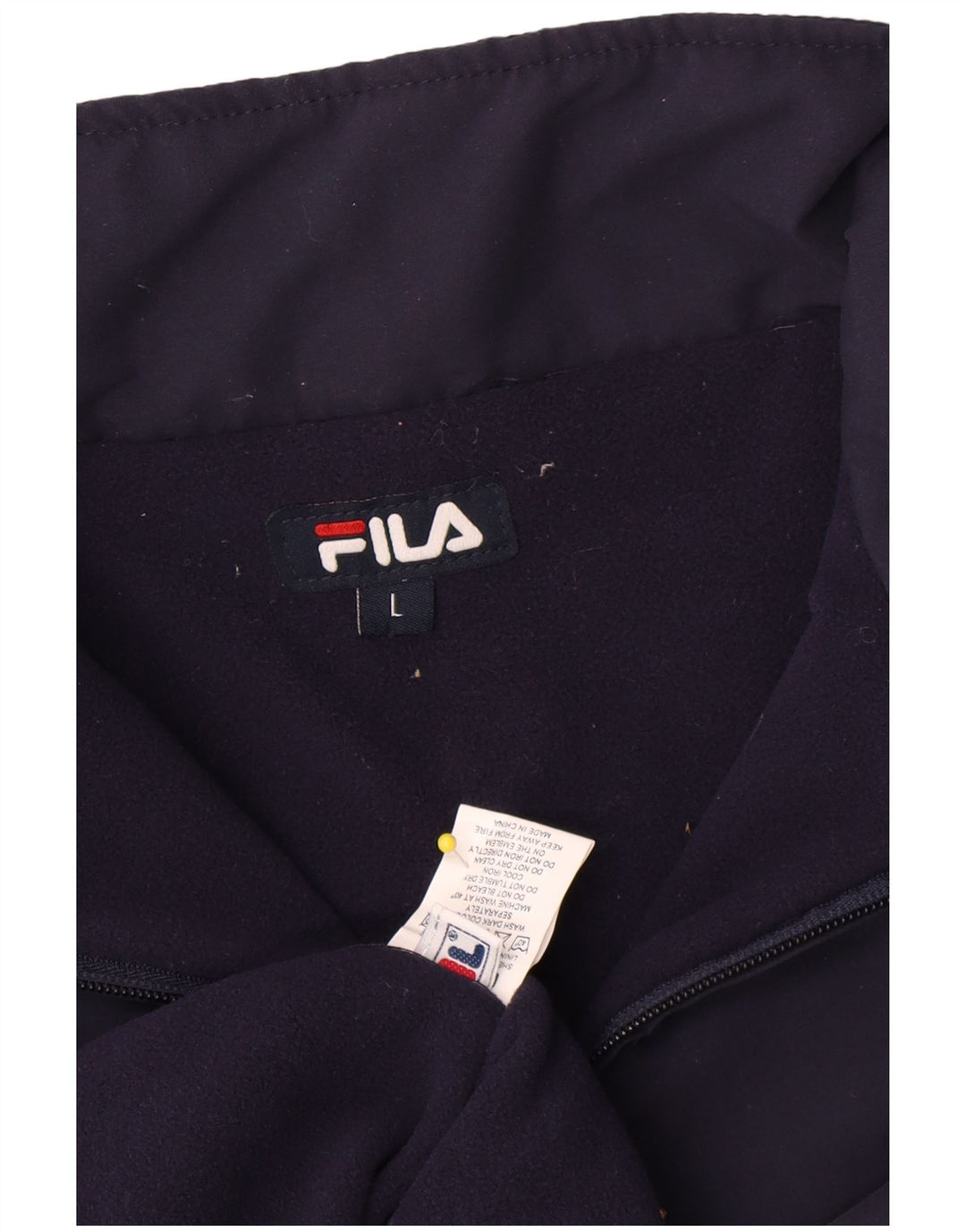 Pulover Fila pentru bărbați, cu fermoar, cu gât, poliester mare, albastru