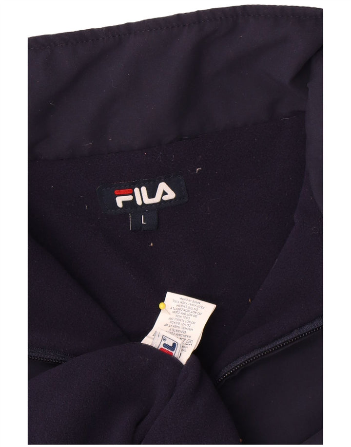 Pulover Fila pentru bărbați, cu fermoar, cu gât, poliester mare, albastru