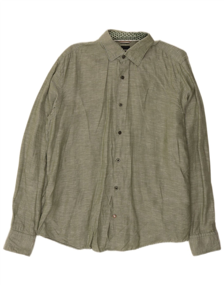 Cămașă pentru bărbați Hugo Boss Mărimea 41 Lenj verde mare
