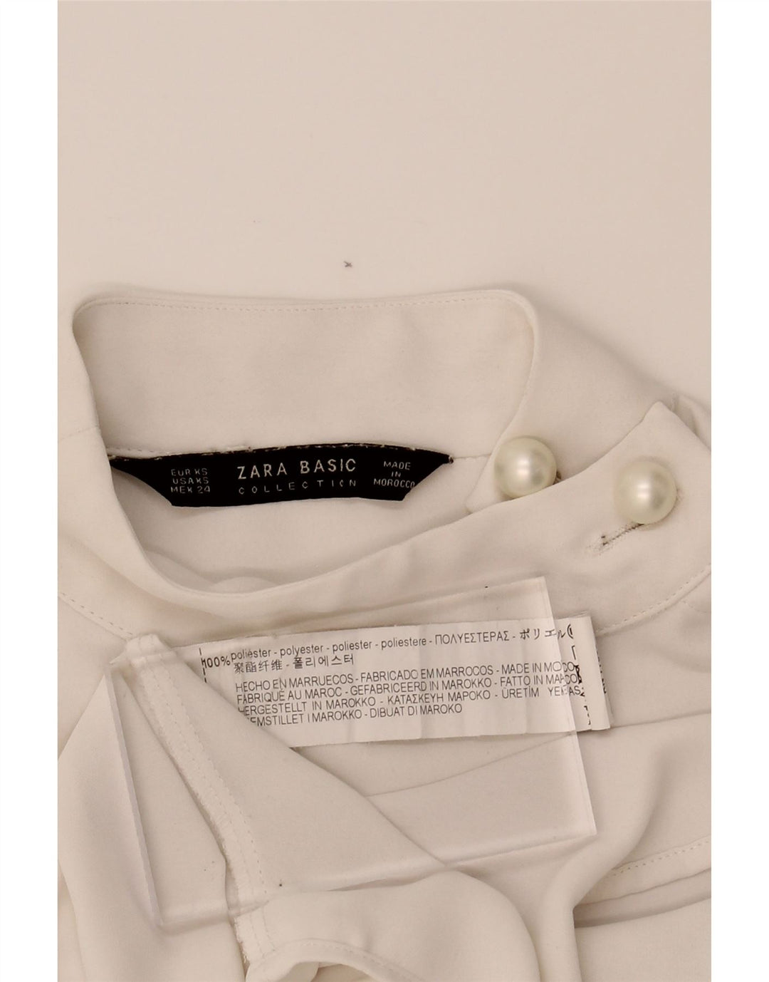 ZARA Womens Long Sleeve Blouse Top UK 6 XS White Polyester Vintage Zara and Second-Hand Zara from Messina Hembry 