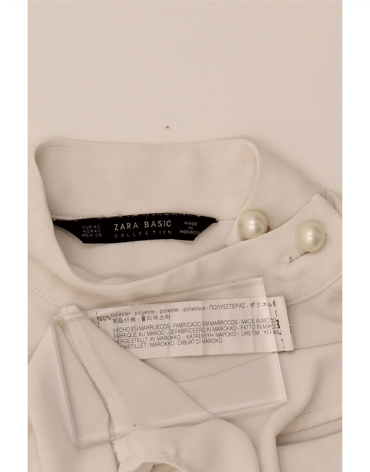 ZARA Womens Long Sleeve Blouse Top UK 6 XS White Polyester Vintage Zara and Second-Hand Zara from Messina Hembry 