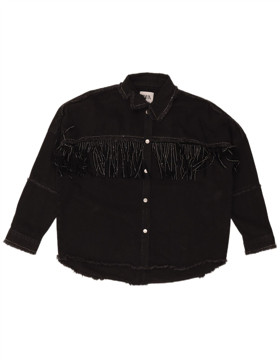 Jachetă de blugi supradimensionată pentru femei ZARA UK 6 XS bumbac negru