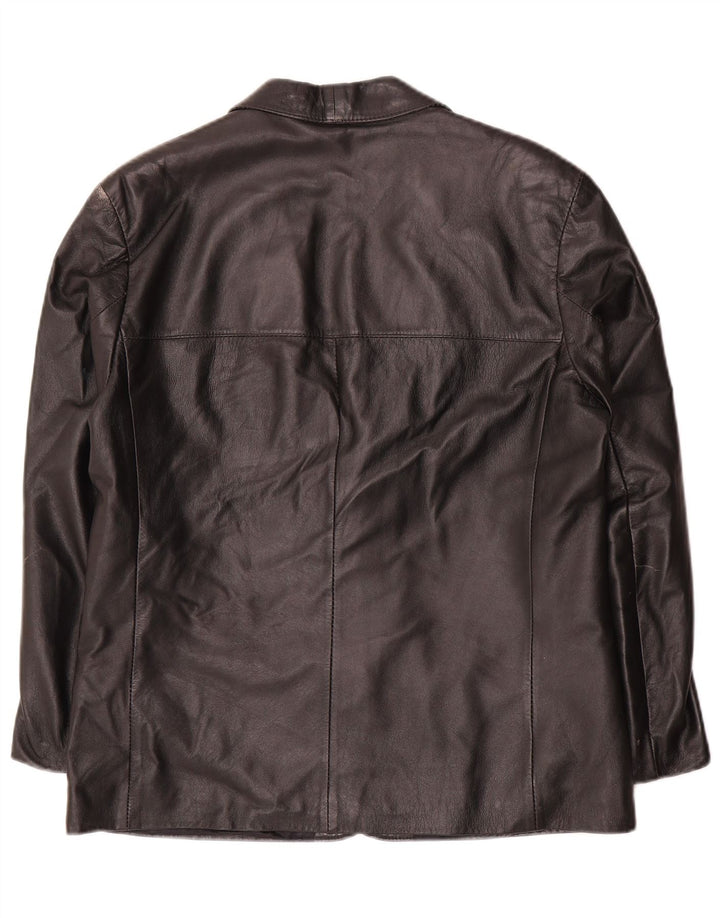 Jachetă vintage pentru bărbați din piele cu 2 nasturi IT 50 din piele neagră mare