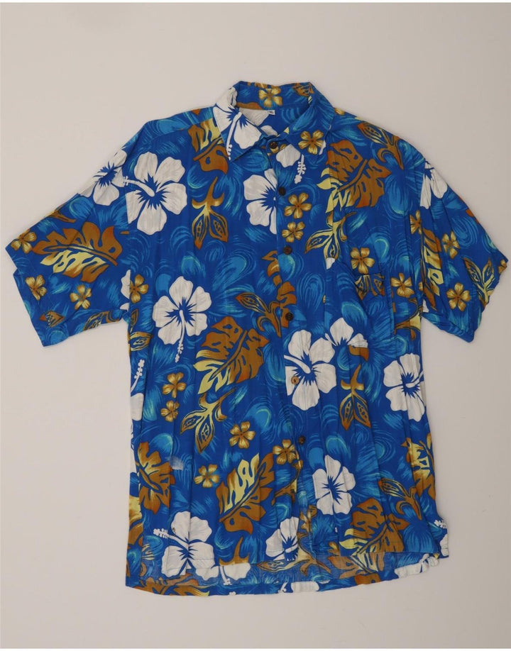 Cămașă hawaiană cu mânecă scurtă pentru bărbați VINTAGE XL Albastru Floral