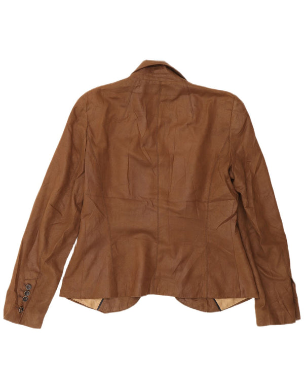 Blazer pentru femei Zara cu 1 nasture UK 14 Poliester maro mare