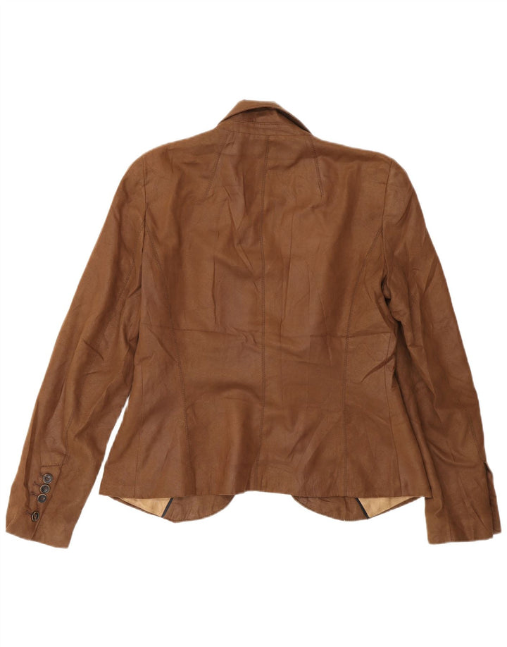 Blazer pentru femei Zara cu 1 nasture UK 14 Poliester maro mare
