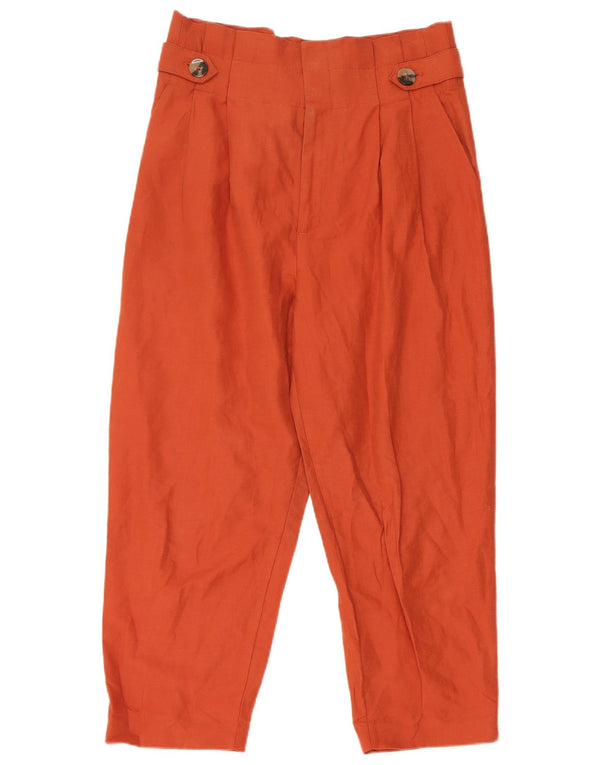 Pantaloni tăiați pentru femei cu talie înaltă Zara Mediu L28 L24 In portocaliu