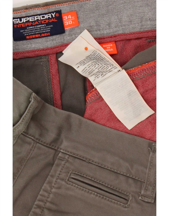 Pantaloni cargo subțiri Superdry pentru bărbați L34 L30 bumbac kaki