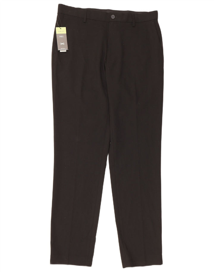 Pantaloni chino pentru bărbați Marks & Spencer Slim Fit L32 L31 Poliester negru