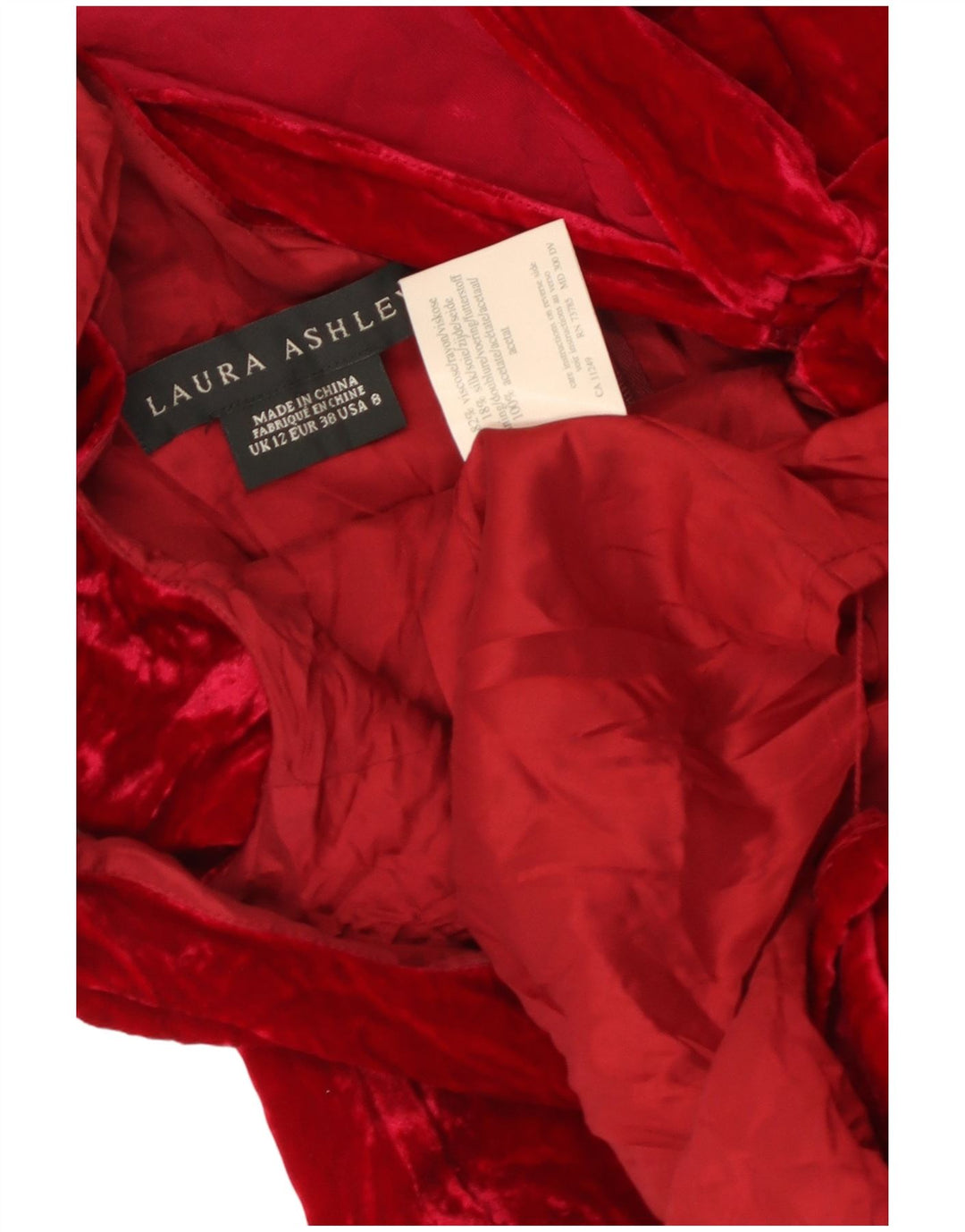 LAURA ASHLEY Rochie Maxi din catifea pentru femei, cu umeri scoși, UK 12, roșu mediu