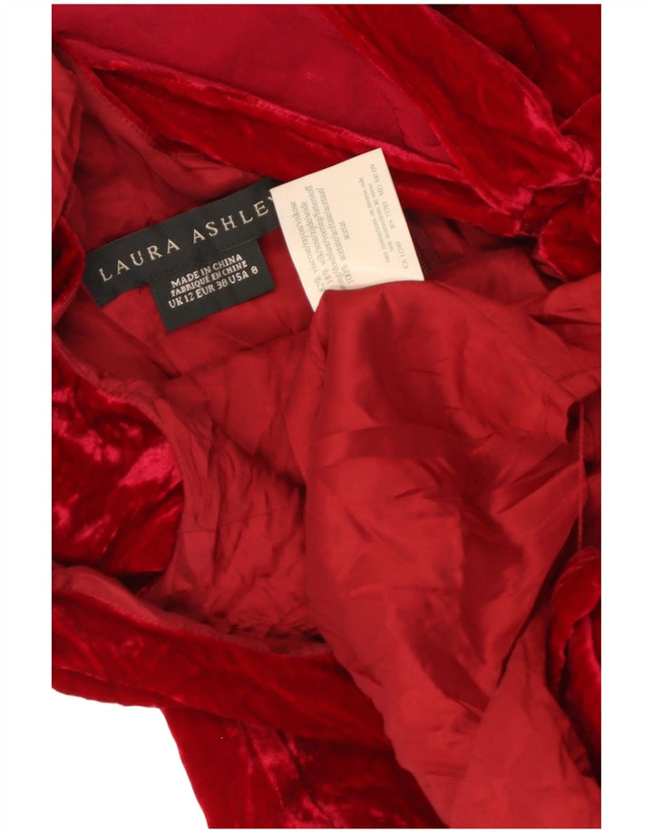 LAURA ASHLEY Rochie Maxi din catifea pentru femei, cu umeri scoși, UK 12, roșu mediu