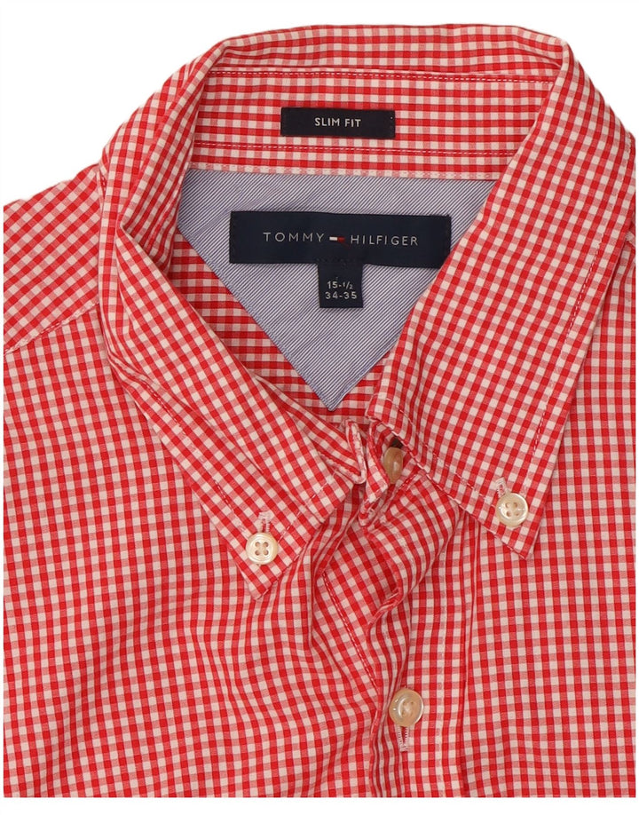 Cămașă pentru bărbați Tommy Hilfiger Slim Fit Mărimea 15 1/2 Medium Red Gingham