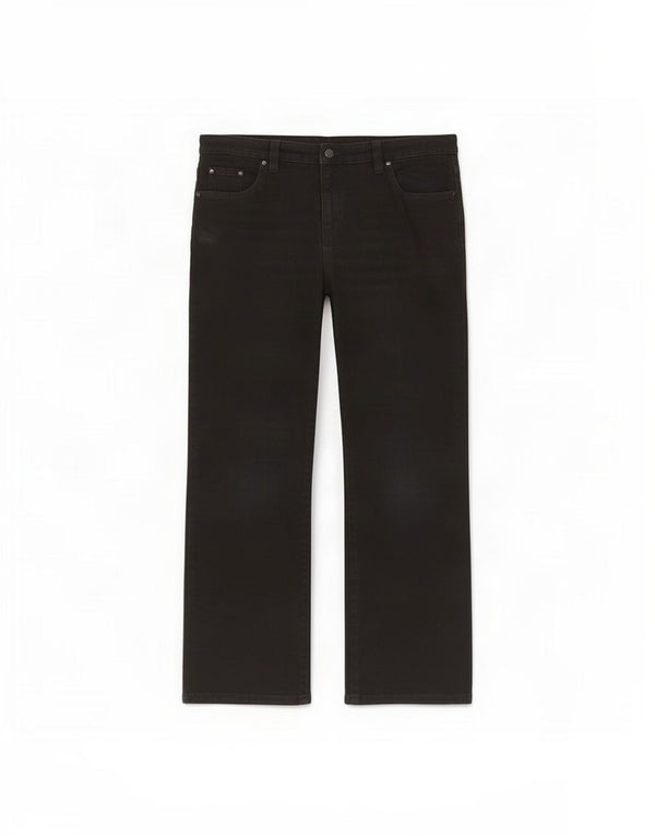 Marks & Spencer Womens Crop Straight Jeans UK 14 Large W34 L27 Black Cotton