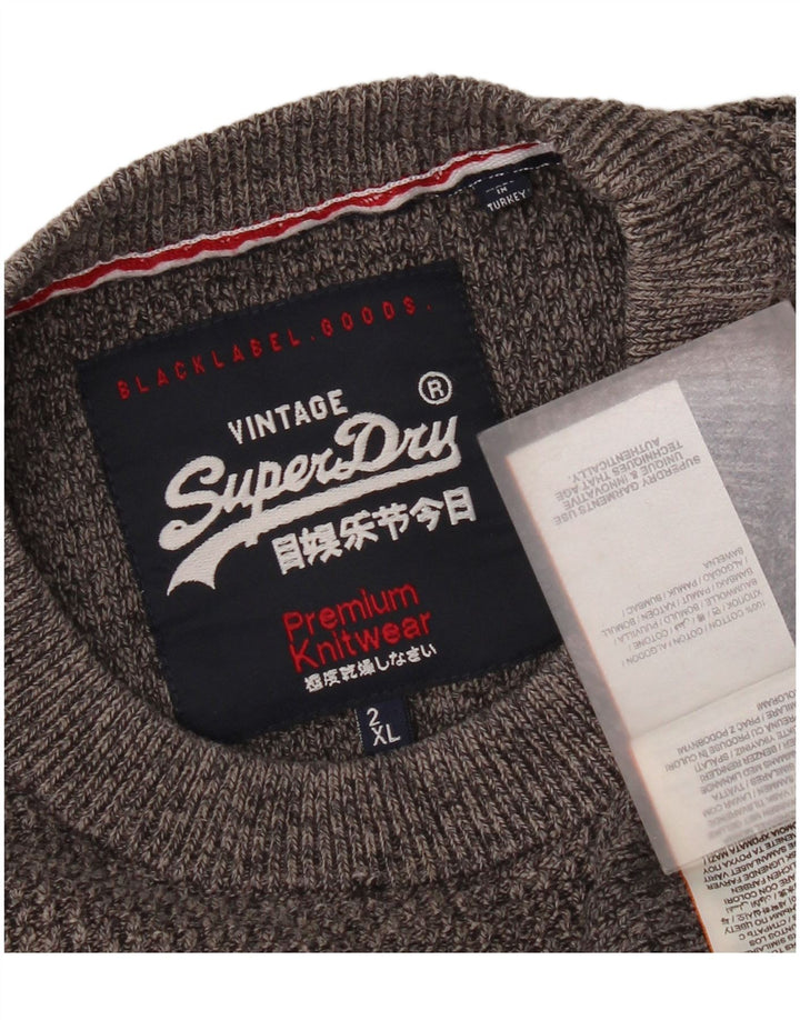 Pulover Superdry pentru bărbați cu gât crew, bumbac gri 2XL