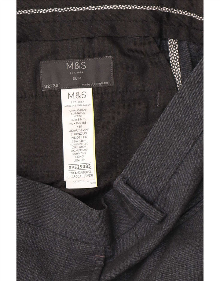 Pantaloni chino subțiri pentru bărbați Marks & Spencer L32 L33 poliester gri