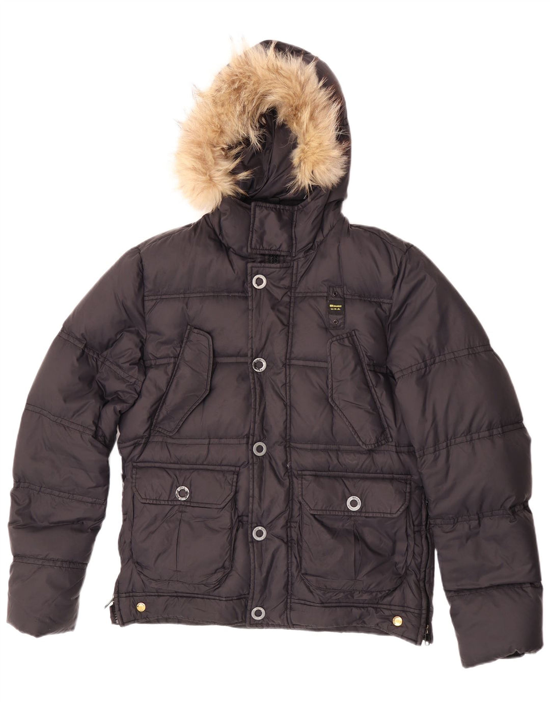 Jachetă căptușită cu glugă Blauer pentru bărbați UK 38 Medium Black Nylon